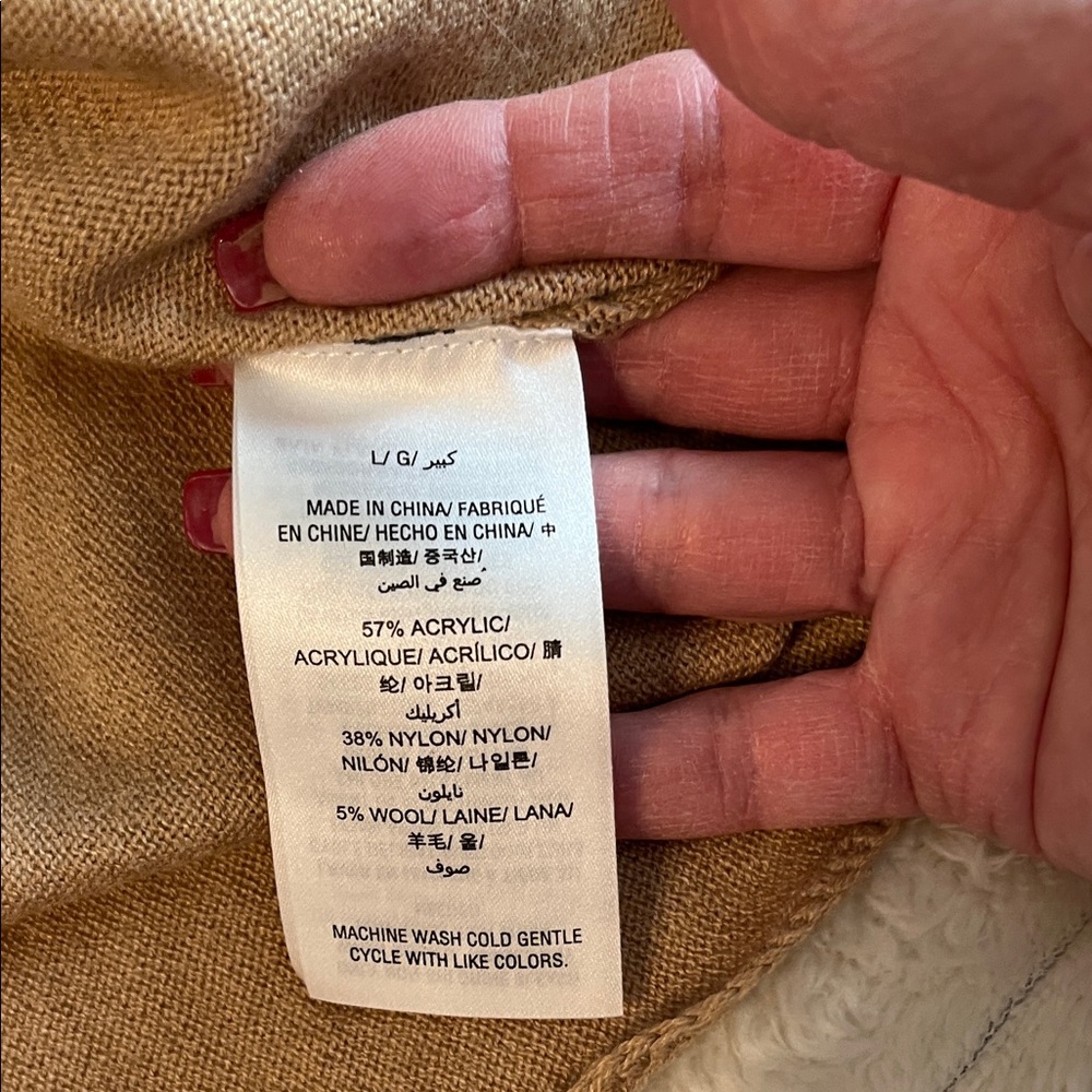 INC Light Weight Camel Tan Long Sleeve Tunic Sweeter Large - Picture 10 of 10